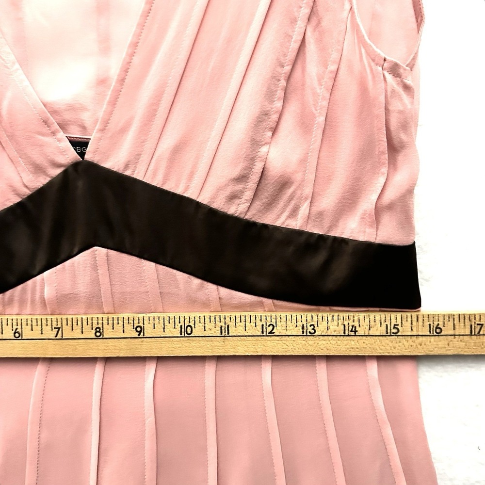 Vintage Y2K BCBG Large L Babydoll 100% Silk Chiffon Petal Pink Chocolate Brown - Picture 8 of 15